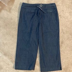 Larry Levine stretchy blue capri pant/shorts. Size 14